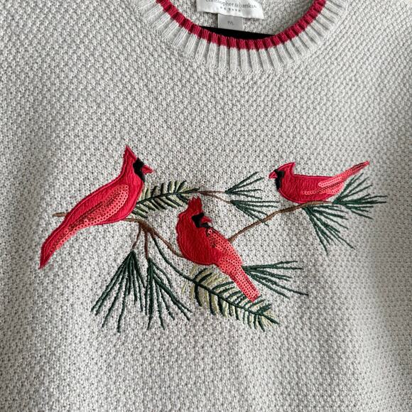 Christoph & Banks Cardinal Sweater Fair Isle Nordic Winter Knit Holiday Womens L - Picture 3 of 9